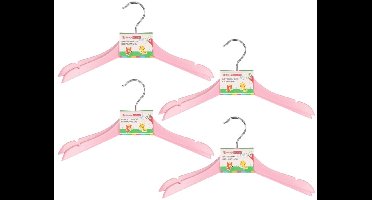 Stevige kledinghangers voor kinderen 24x stuks hout - Lichtroze klerenhangers