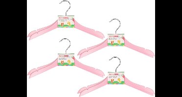 Stevige kledinghangers voor kinderen 16x stuks hout - Lichtroze klerenhangers