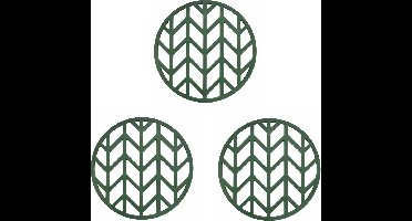 Krumble Pannenonderzetter - Set van 3 - Pannenonderzetter hittebestendig - Pannenonderzetter Siliconen - Pannenonderzettters - Pijlen patroon - Diameter 14 - Groen