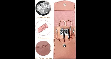 7-Delige Manicureset - Pedicure Set - Nagelverzorging kit - Nagelvijl - Nagelknipper - Opbergetui - Reisset - Nageltang - Voetverzorging- rose