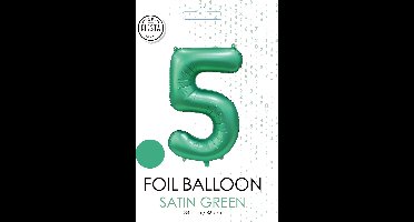 folieballon cijfer 5 mat groen metallic