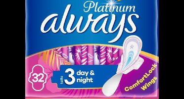 Always Maandverband Met Vleugels Platinum Day & Night Maat 3 - 3x32st - Voordeelverpakking