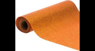 Chaks Tafelloper op rol - oranje glitter - 30 x 500 cm - polyester