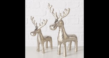 Set van 2 metalen rendieren in RAW zilver 21 cm