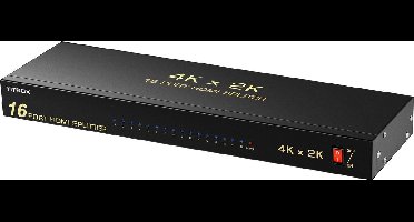 HDMI-splitter 1 in 16 uit - 16 poort - 1x16 Full HD 1080P HDMI 1.4 splitter met switcherconverter Ondersteuning 4KX2K 3D digitaal audioformaat - Zwart (16 poort HDMI-splitter 4K)