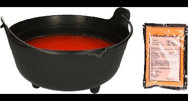 Halloween heksenketel/kookpot met heksensoep - 37 cm - incl. kleurpoeder oranje
