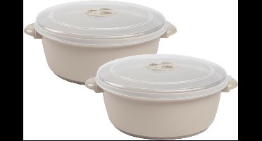 Magnetronschaal met deksel/ventiel - 2x - 2 liter - licht groen - kunststof - BPA vrij - keukenhulpmiddelen