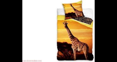Carbotex Dekbedovertrek Giraffe Junior 140 X 200/90 Cm Katoen Geel