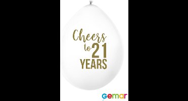 Ballonnen Cheers to 21 Years Wit met opdruk Goud (lucht)