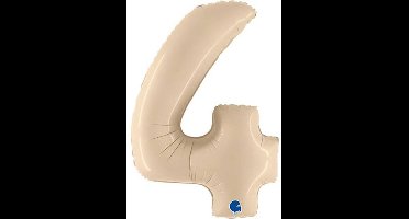 Folieballon Cijfer 4 Satin Cream - 100 cm