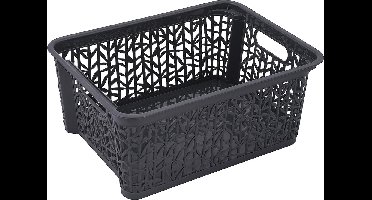 Universele multifunctionele opbergmand in bamboedesign, BPA-vrij kunststof, maat L -12,7 liter, 1 stuk, antraciet