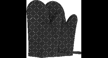 Ovenwanten zwart - 1 x paar pannenhandschoenen - hittebestendig tot 250 °C - anti-slip siliconen