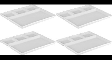 Svenska Living Fonduebord/gourmetbord - 12x - porselein - wit - 23 x 18 cm - 4 vakken