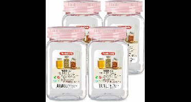 PlasticForte Voorraadpot/bewaarpot - 4x - 500 ml - kunststof - oud roze - B7 x H13 cm