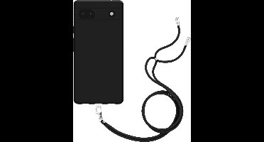 Just in Case hoesje met koord geschikt voor Google Pixel 6a Hoesje met Koord - Flexibele Case - Zwart