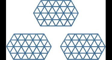 Krumble Pannenonderzetter - Set van 3 - Hexagon - Pannenonderlegger - Tafelaccessoire - Hittebestendig - Siliconen - 14 x 24 - Blauw