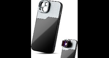 MOJOGEAR 17mm lens case voor iPhone 14 – Schroefdraad voor macrolens, telelens, anamorphic lens of DOF-adapter – Stevig hoesje – Zwart/Grijs