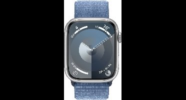 Apple Watch Series 9 - 45mm - Case with Winter Blue Sport Loop - Zilver Aluminium