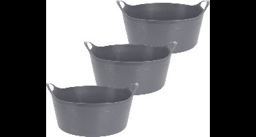 Excellent Houseware Flexibele emmer - 3x - grijs - 15 liter - kunststof - 39 x 17 cm