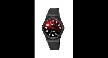 Q&Q V25A-002VY - Horloge - Sport - Analoog - Unisex - Plastic band - Rond - Kunststof - Cijfers - Zwart - Rood - Wit 10 ATM