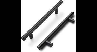 Meubelhandgreep, roestvrijstalen buis, zwart, lengte: 128 mm, diameter: 12 mm; voor uw winkel in de keuken van Badkamer; 10 stuks, .