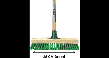 Synx Tools Mos & Tegelborstel 28cm - Mosbezem bezem met Steel 120 cm - Schrobbezem - Bezems - Onkruidborstel - Harde Borstel - Vloerschrobborstel