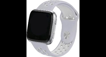 Shop4 - Geschikt voor Fitbit Versa 2 Bandje - Siliconen Grijs Wit