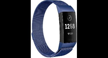 Shop4 - Geschikt voor Fitbit Charge 3 Bandje - Small Metaal Blauw