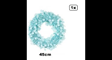 Deurkrans 45cm baby blauw - BRANDVERTRAGEND - geboorte babyshower thema feest vejaardag fun deur decoratie