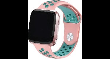 Shop4 - Geschikt voor Fitbit Versa Bandje - Siliconen Roze Groen