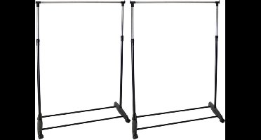 Gerimport Kledingrek - 2x - enkele stang - mobiel verrijdbaar - 90 x 160 cm