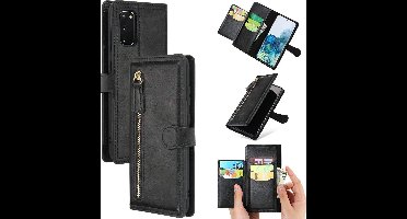 LuxeBass Hoesje geschikt voor Samsung Galaxy A13 5G - Boekhoesje - Zwart - Vintage portemonne hoes met ritssluiting gsm hoesje - telefoonhoes - telefoonhoesjes
