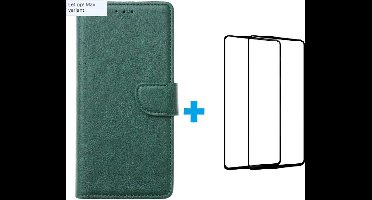 LuxeBass iPhone 12 Pro Max hoesje book case + 2x Glas Screenprotector groen - telefoonhoes - gsm hoes - telefoonhoesjes - glas scherm - bescherming