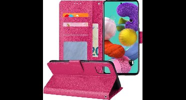 LuxeBass Telefoon Wallet Bookcase voor Samsung Galaxy M31 ? Portemonnee telefoonhoesje voor Bankpassen ? Hoesje voor Samsung Galaxy M31 ? Kunstleer ? Siliconen Houder ? Magnetische sluiten- Roze - bookcase - boekhoesje - book case - boek hoesje
