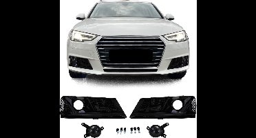 Honingraat Grill Afdekkap Geschikt Voor Standaard Bumper Audi A4 B9 2015 t/m 2019 Mistlampen Glans Zwart