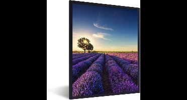 PosterMonkey - Poster - Fotolijst - Lavendel - Bloemen - Boom - Zon - Landschap - Frame - 30x40 cm - Poster lavendel - Poster natuur - Foto lijst - Poster in lijst