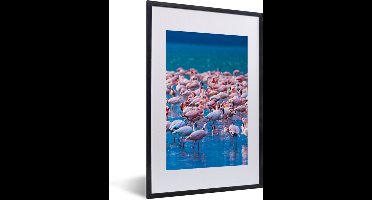 PosterMonkey - Poster - Fotolijst - Dieren - Flamingo - Zwart - Wit - Grijs - Kader - 40x60 cm - Slaapkamer - Poster lijst - Frame poster - Poster flamingo - Poster met frame