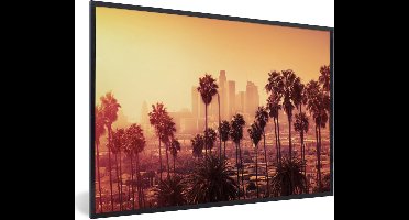 PosterMonkey - Poster - Foto met lijst - Palmboom - Los Angeles - Skyline - Zonsondergang - Kader - 90x60 cm - Posters - Poster met frame - Wanddecoratie