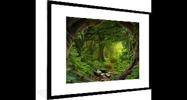 PosterMonkey - Fotolijst - Jungle - Rivier - Boom - Groen - Stenen - Poster - Kader - Foto in lijst - 80x60 cm - Poster jungle - Posterlijst - Frame poster - Woondecoratie - Kerstversiering - Kerstdecoratie voor binnen - Kerstmis