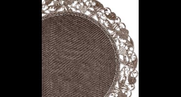 Tafelkleed Linnenlook Bruin met blaadjes - Rond 25 cm