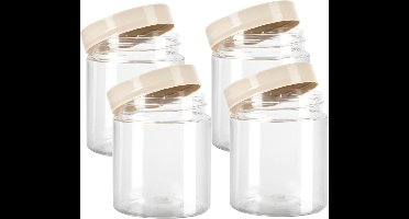 PlasticForte Voorraadpot/bewaarpot - 4x - 600 ml - kunststof - beige - B10 x H12 cm