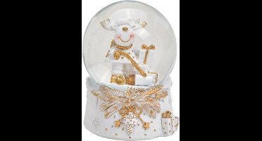 Wurm - Sneeuwbol - Snow Globe - Rendier - Eland - Kerstcadeaus - Kerstdecoratie - Wit en goud - Polyresin - Glas - Ø 7 cm x 9 cm