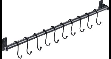 Keuken Rail Pan Hanger, Utensil Hangende Barrek, Badkamer Handdoekstang, Wandgemonteerde Hanger, Organizer voor Hangende Messen, Pot en Pan, Tassen op Woonkamer met 10 Verwijderbare S-haken, 570 mm x 1