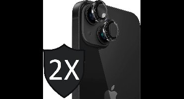 Camera Lens Screen Protector geschikt voor iPhone 15 Plus - 2x Gehard Glas Screenprotector GlassGuard Zwart