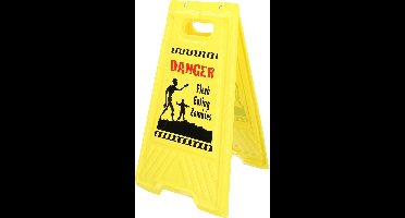 Halloween/Horror waarschuwingsbord - danger zone - geel - H53 x B31 cm