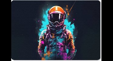 Muismat XXL 120x80 cm - Bureau onderlegger - Bureau mat Astronaut - Neon - Gaming - Ruimte - Bureaumat - Gaming mousepad xl - Bureaulegger groot - Computer deskmat - Geschikt voor Gaming Muis en Gaming PC set-up