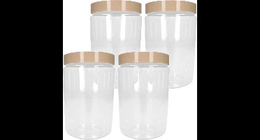 PlasticForte Voorraadpot/bewaarpot - 4x - 375 ml - kunststof - beige - B7 x H12 cm