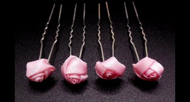 Haarpinnen roosje roze set van 4 stuks.