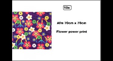 10x Zakdoek / Bandana flower power print 70cm x 70cm - Festival thema feest party fun optocht bloemen