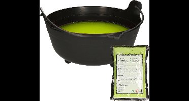 Halloween heksenketel/kookpot met heksensoep - 28 cm - incl. kleurpoeder groen